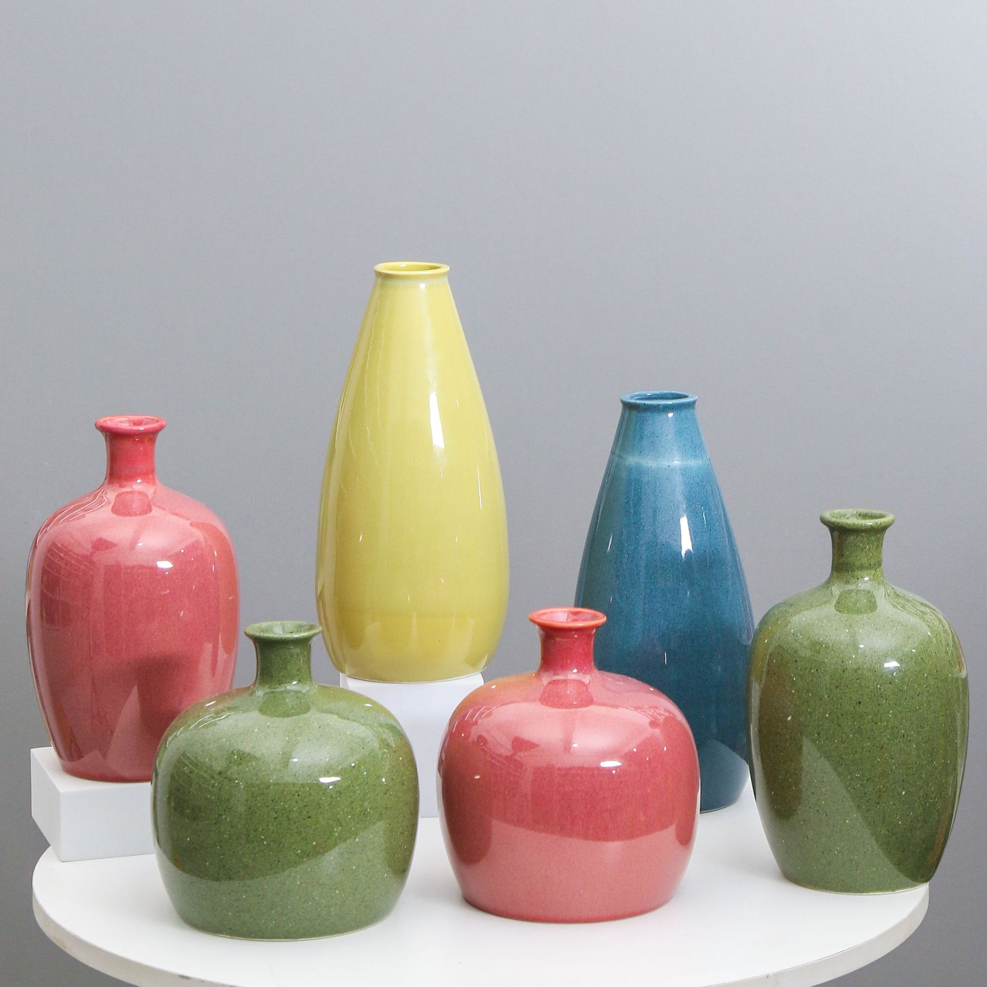 Hogar creativo pequeño jarrón sala de estar de escritorio arreglo de flores decoración florero de cerámica suave arreglo de flores secas Comercio exterior Exportación