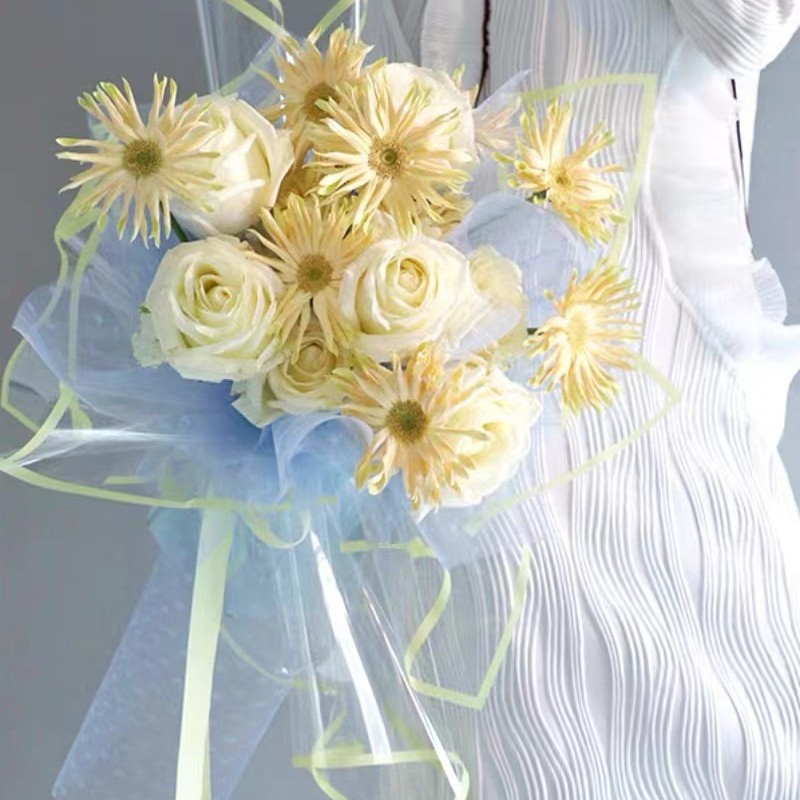 Liziran borde de color celofán transparente ramo papel de embalaje material de embalaje borde impresión papel impermeable