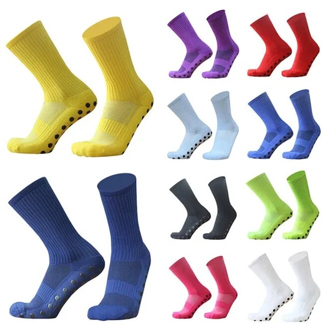 Custom Crew Soccer Sports Socks Men Cotton Spandex Anti Slip Crew Ankle Football Grip Socks Wholesale