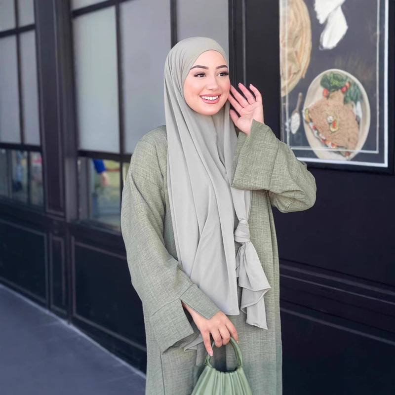 2025 New Style Turkish Solid Color Casual Loose Elegant Gown Robe