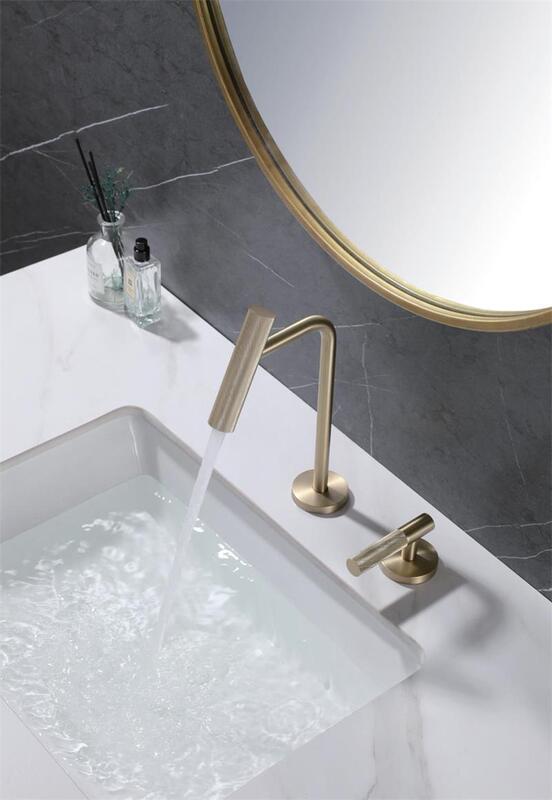 Kaiping Youjia Bathroom Basin Minimal Double-hole Faucet Single-bar Basin Bathroom Cabinet Three-hole Hot and Cold Faucet 32076