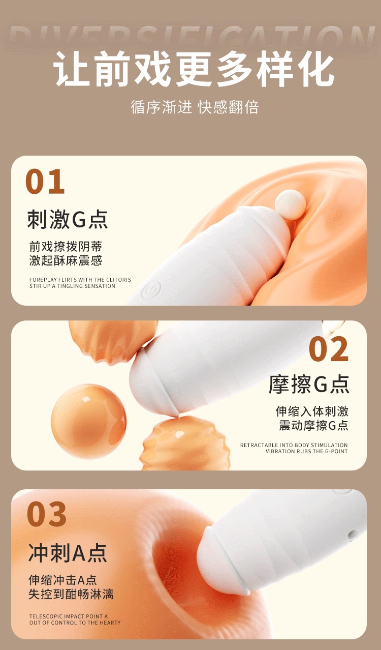 Jiuai Retractable Vibrating Egg with Remote Control, Wearable Adult Toy, White ABS Silicone — detail image 4
