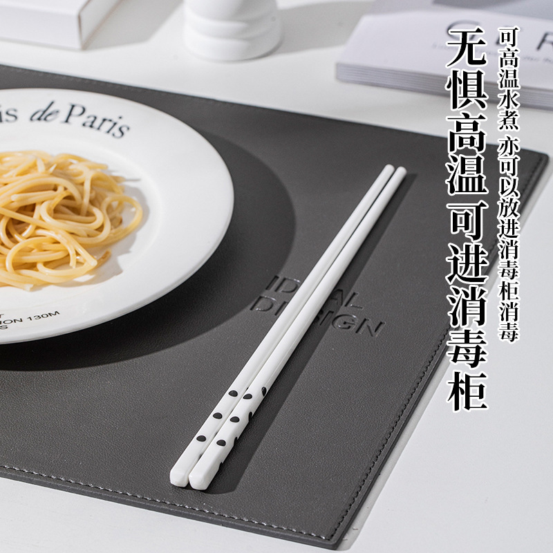 陶瓷筷子家用高档套装高颜值餐具耐高温赫本风防霉抗菌分食瓷餐筷|undefined