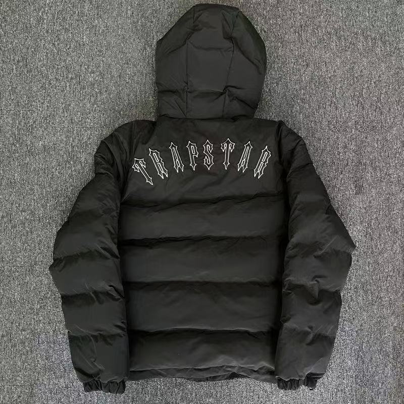 Foreign Trade Cross-Border Winter Trend Trapstar Hooded Cotton Jacket with Embroidered Back Men's Thickeneded Fashion Jacket Cotton Jacket