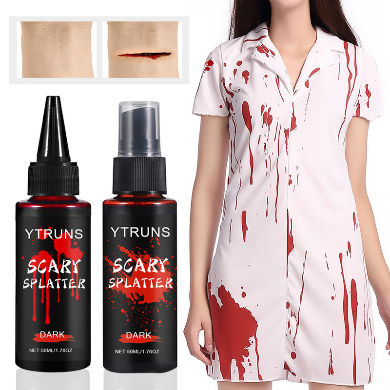 YTRUNS cross-border explosions Halloween 50ml fake blood spray dropper suit body painting wholesale in stock