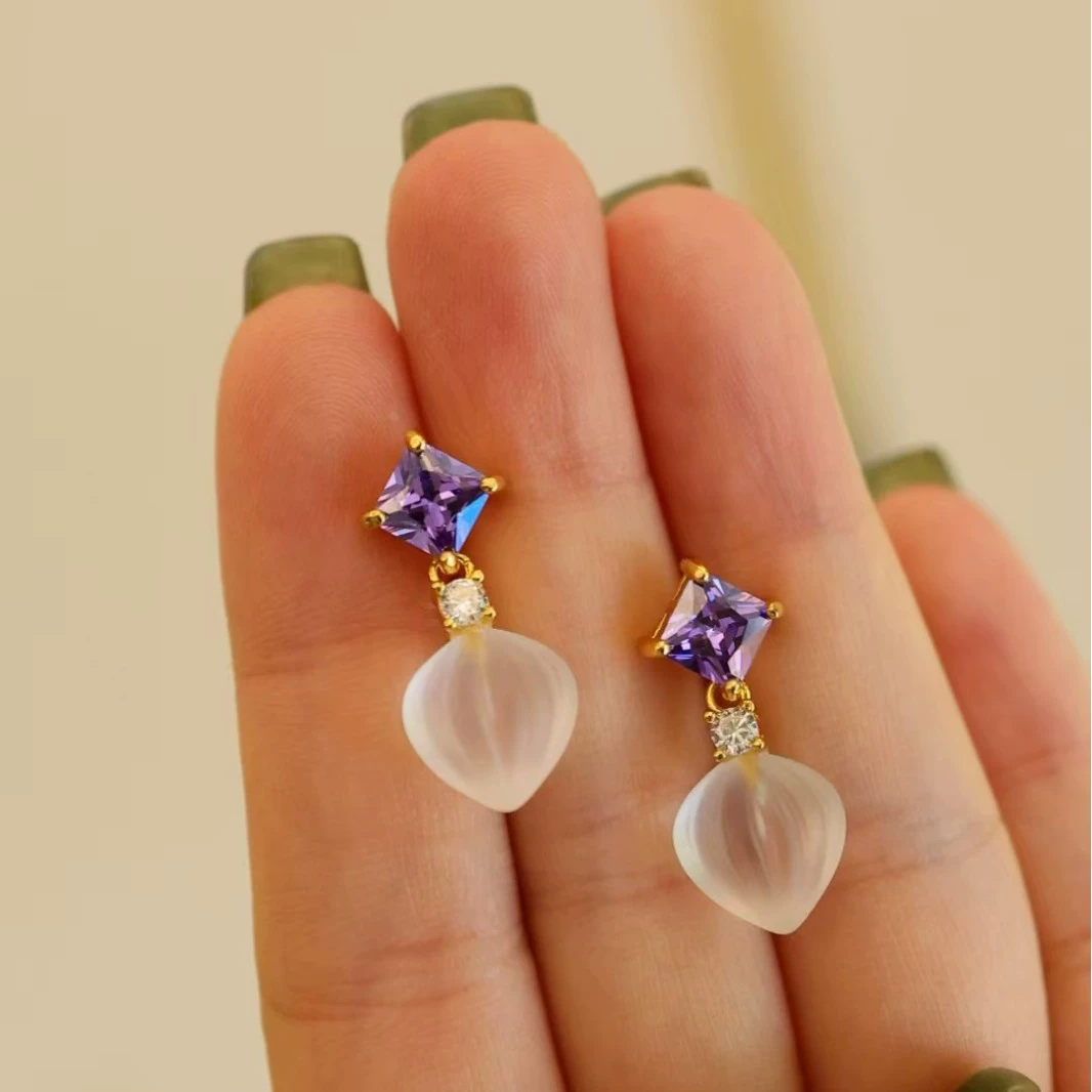 Серьги из натурального матового белого кристалла, серьги, средневековый дизайн, серебро s925, серебряные серьги по всей поверхности, модные