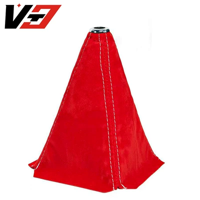 Sürətlər qutusu və əl tormozu başlıqları — Car Modified Interior Gear Head - red-suede-bright-cover-white-line