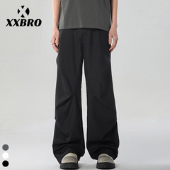 xxbro メンズ # 夏アメリカン薄手プリーツ万能速乾オーバーオールハイストリートクリーンフィットフロアモップパンツ