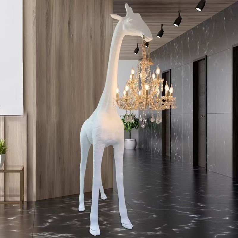 European-style FRP Giraffe Floor Lamp Light Luxury Villa Hotel Lobby Creative Large Animal Sculpture Ornaments