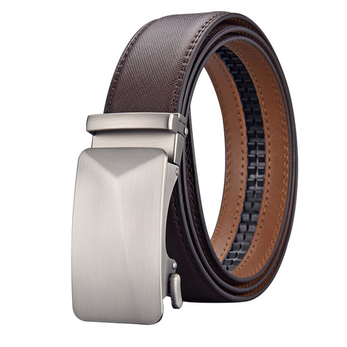 Belt men's cowhide belt genuine leather cross-border brown trouser belt casual business manufacturer wholesale automatic buckle men's belt