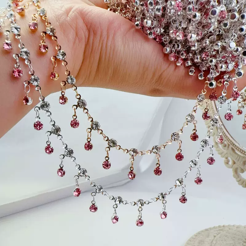 Фуксиевый цепь, медный аксессуар ручной работы, DIY, инкрустирован diamonds, стиль лолита