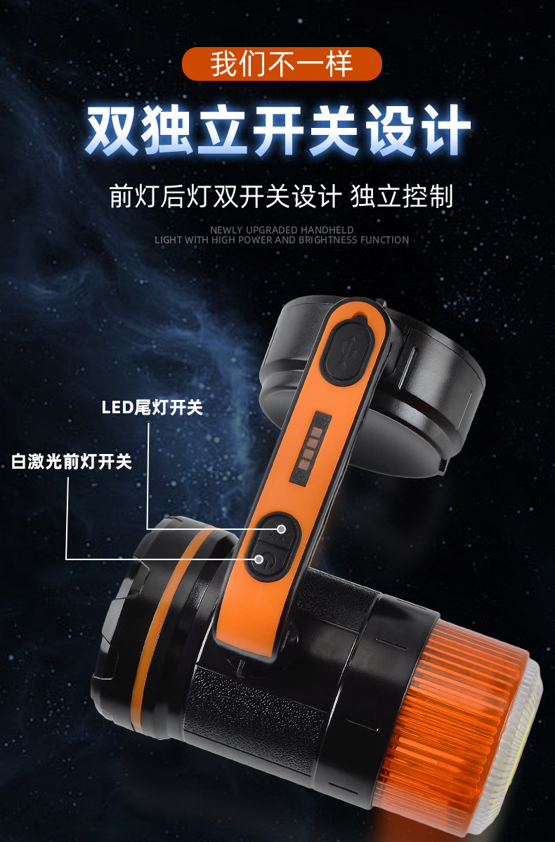Cross-border outdoor flashlight, multifunctional, long-lasting, strong light, long-range, with tools, rechargeable, high-power portable light