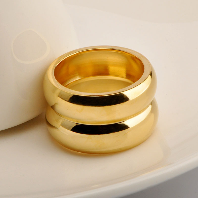 1 Piece Quantity Street Occasion 304 Stainless Steel Material Solid Color Pattern PVD Coated Real Gold Plated Solid Color Stainless Steel Simple Style Waterproof Non Tarnish Rings