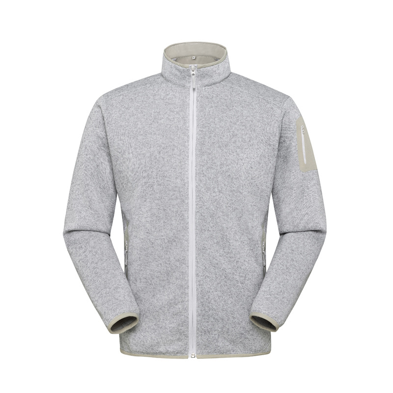 New Autumn and Winter Fleece Jacket Outdoor Sports Stand-Up Collar Men's Thermal Clothing Fleece-Lined Thickeneded Cardigan Sweatshirt Can Be Worn Outside