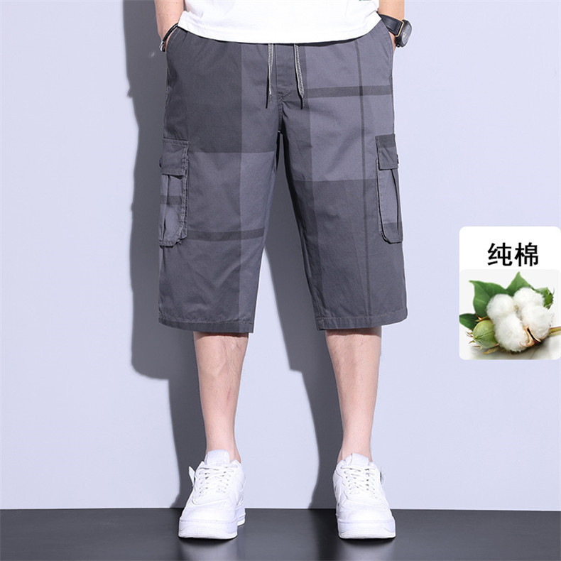 Summer Camouflage Crane Shorts Middle-aged Men's Capri Pants Loose Casual Multi-bag Pants Dad's Summer Pants for Outer Wear