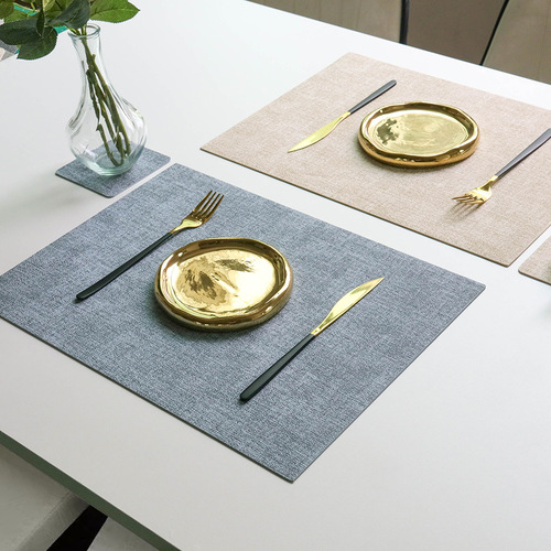 Cross-border Western-style square pattern household dining mat bowl mat hotel leather dining table mat waterproof oil-proof heat-insulating mat