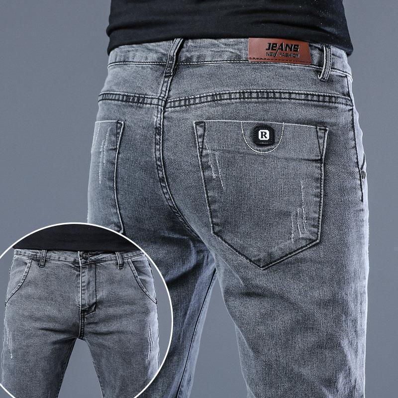 Jeans Men's Trendy Brand Soft Trendy Brand Elastic Slim-Fit Skinny Korean Style All-Match Casual Long Pants Men's Pants
