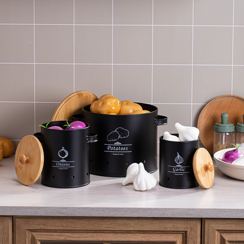 Cross-border potato light-proof storage tank vegetable breathable bamboo lid crisper household kitchen Potato onion garlic storage bucket