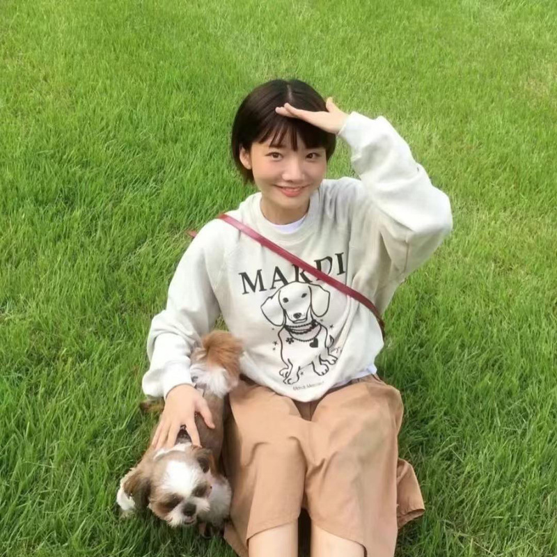 狗狗Mar卫衣女25秋季金高银同款潮牌宽松纯棉重磅即墨圆领卫衣|undefined