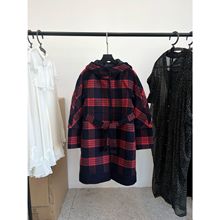 尾单 意MAX羊毛羊绒混纺双面呢格子大衣