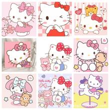 Hello Kitty数字油画超萌凯新款卧室书房可爱随性装饰画卡通