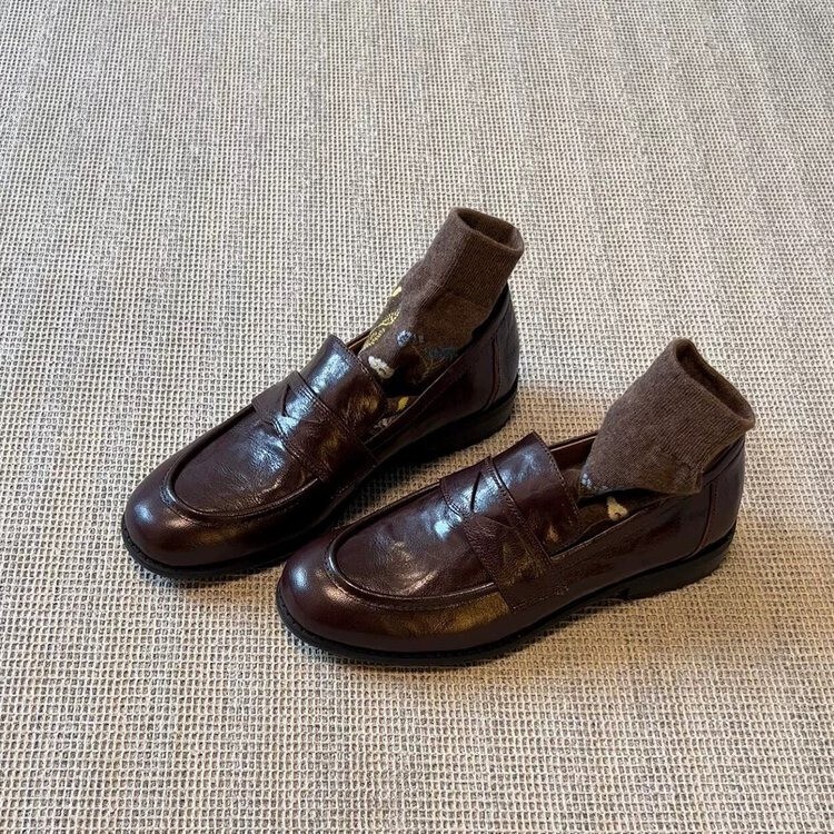 Loafers Fashion Retro Flat Single-layer Shoes British Style Small Leather Shoes Puleather All-match Slip-on Loafers Women's Thick Heel Loafers Fashion Retro Flat Single-layer Shoes British Style Small Leather Shoes Puleather All-match Slip-on Loafers Women's Thick Heel