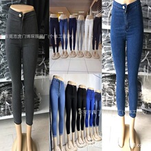 Skinny stretch jeans wholesale 女装破洞紧身弹力小脚牛仔裤女