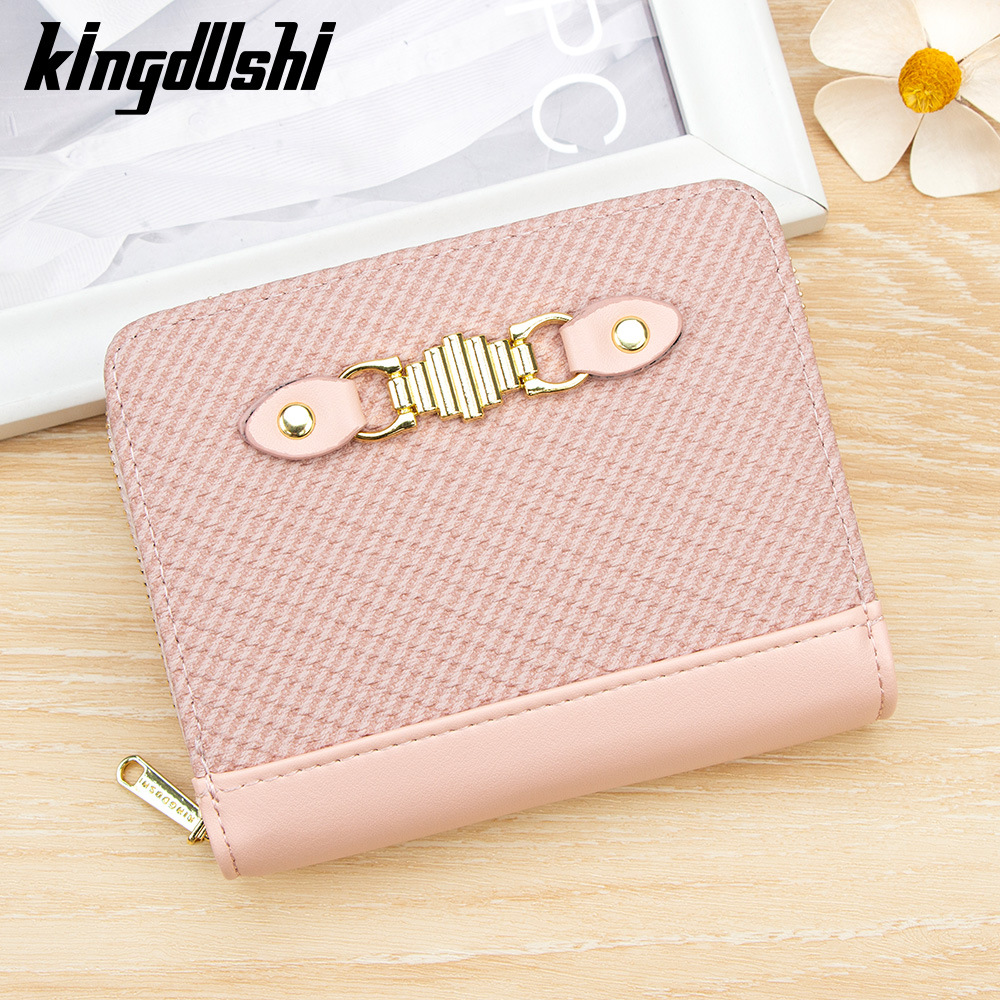 Korean-Style Fashionable Fabric-Style Women's Short Wallet with Large Capacity, Multiple Card Slots, Coin Purse, Card Holder, Snap Button Clutch Bag