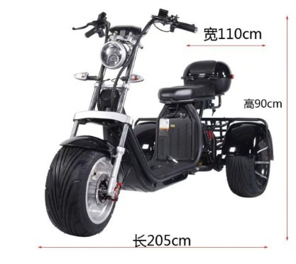 Cross-border Harley electric tricycle, wide-tire off-road model, MSDS lithium battery-powered vehicle, two-wheeled adult scooter
