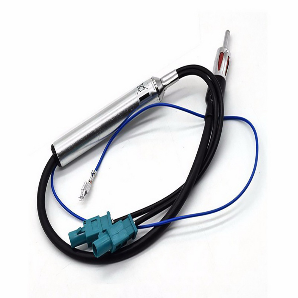 1 Piece of Dual Fakra to Din Plug Adapter (with Phantom Power) Fm Antenna Signal Amplifier