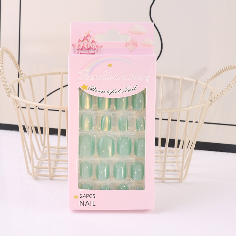 儿童新品穿戴甲多巴胺月光猫眼指甲贴片糖果色甲片贴片|undefined