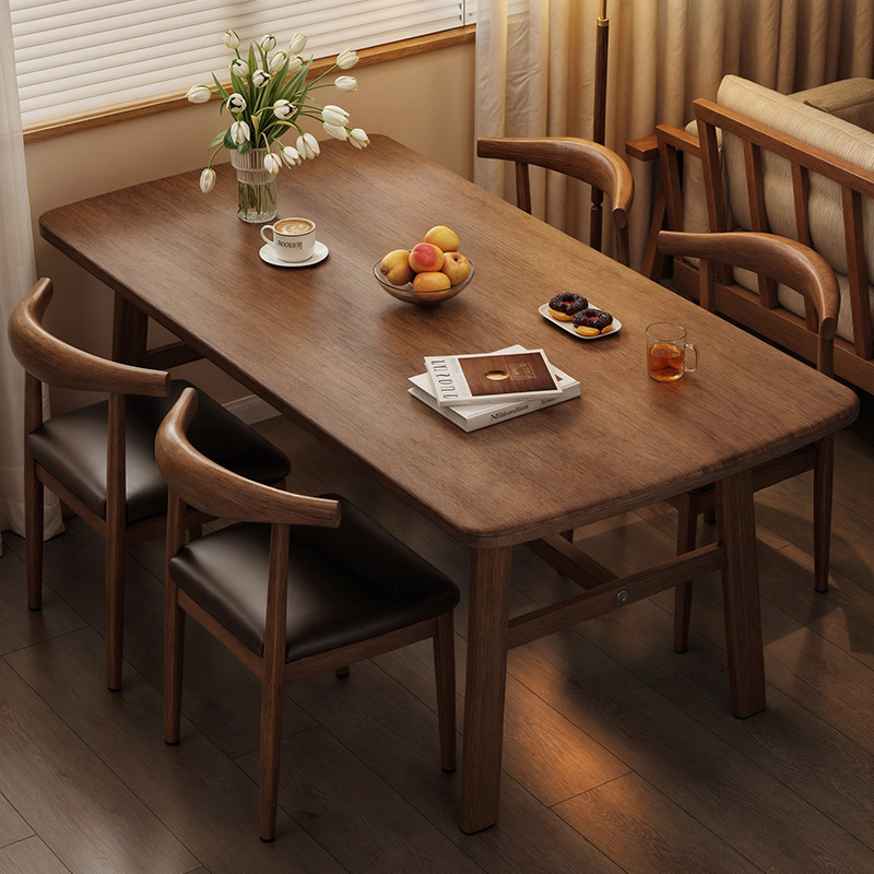 Dining Table for Home Use, Small Apartment, Vintage Dining Table for Rental, Rectangular Dining Table for Dining and Commercial Use, Table and Chair Set