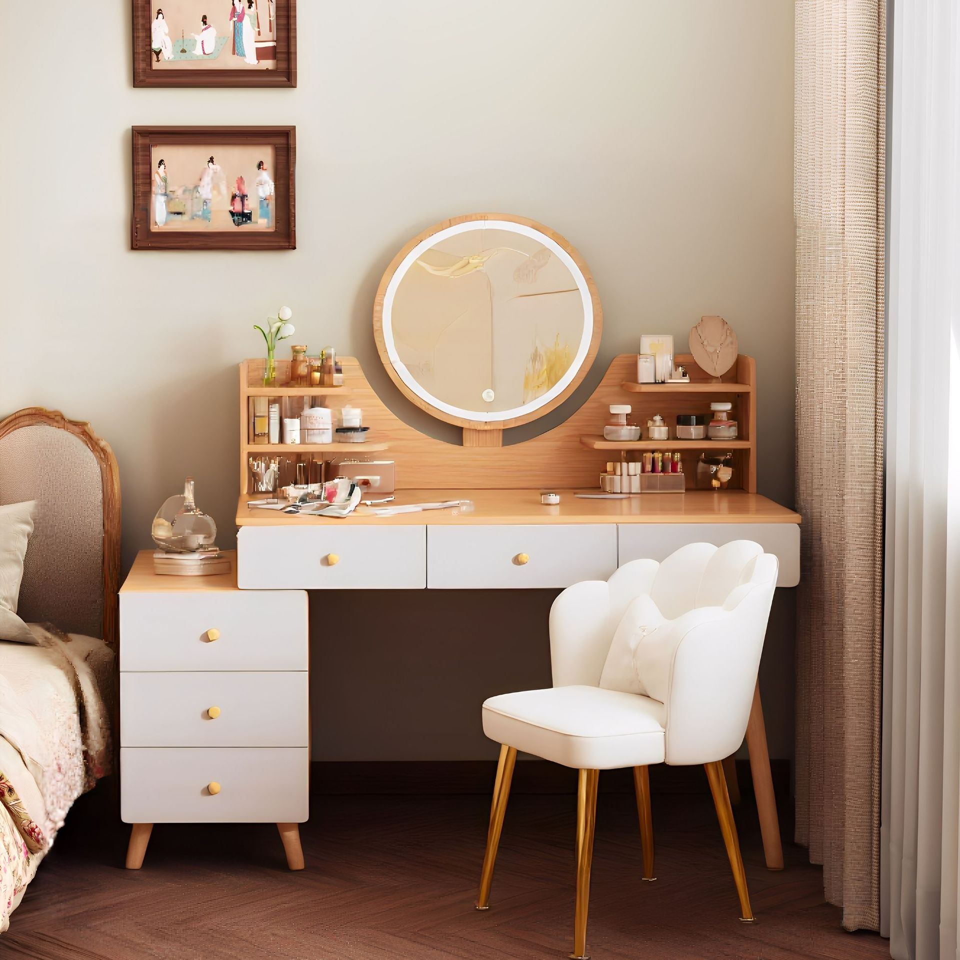 Wardrobe dormitorio armario doméstico pequeño estilo moderno simple y ligero estilo de lujo mesa de tocador cajón de almacenamiento image 1
