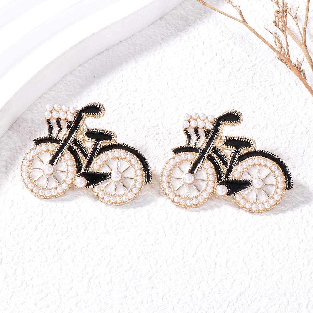 Cute Sweet Bicycle Alloy Artificial Pearls Women's Ear Studs 1 Pair display picture 14
