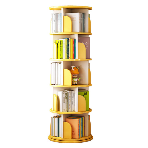 Rotating bookshelf floor-standing 360-degree simple picture book storage rack home bedroom simple modern Internet celebrity bookcase