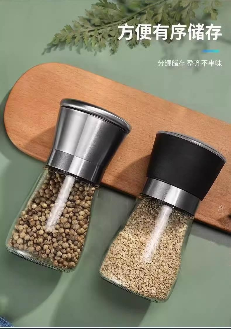 Stainless Steel Manual Pepper Grinder Set Ceramic Core for Black Pepper Sichuan Peppercorn and Kitchen Spices in use