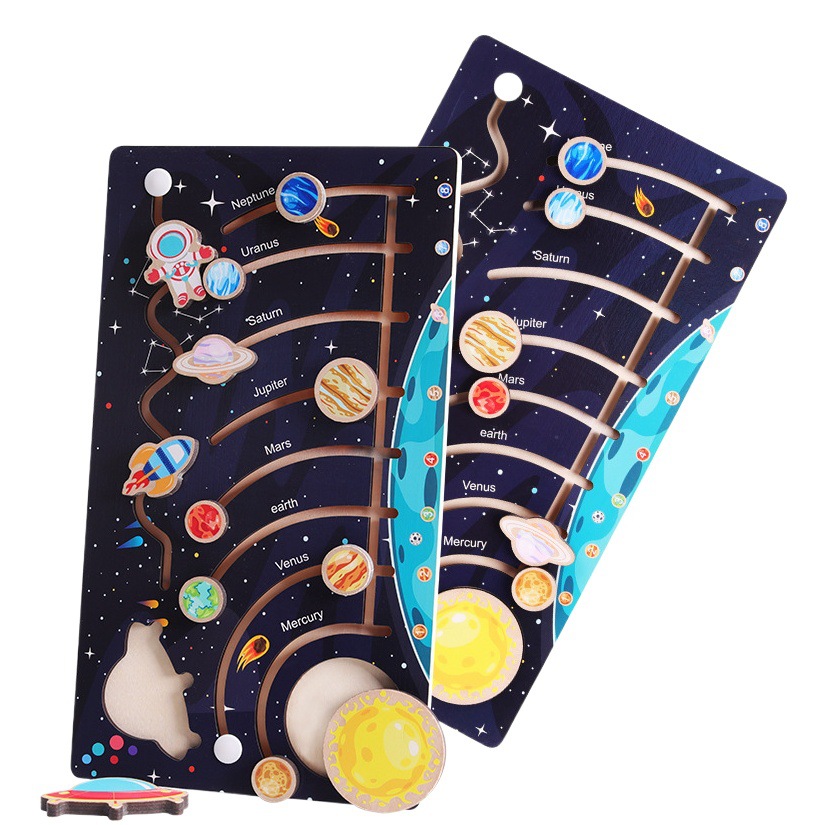 Montessori niños ocho planetas cognitiva rompecabezas para caminar kindergarten educación temprana exploración científica juguetes educativos