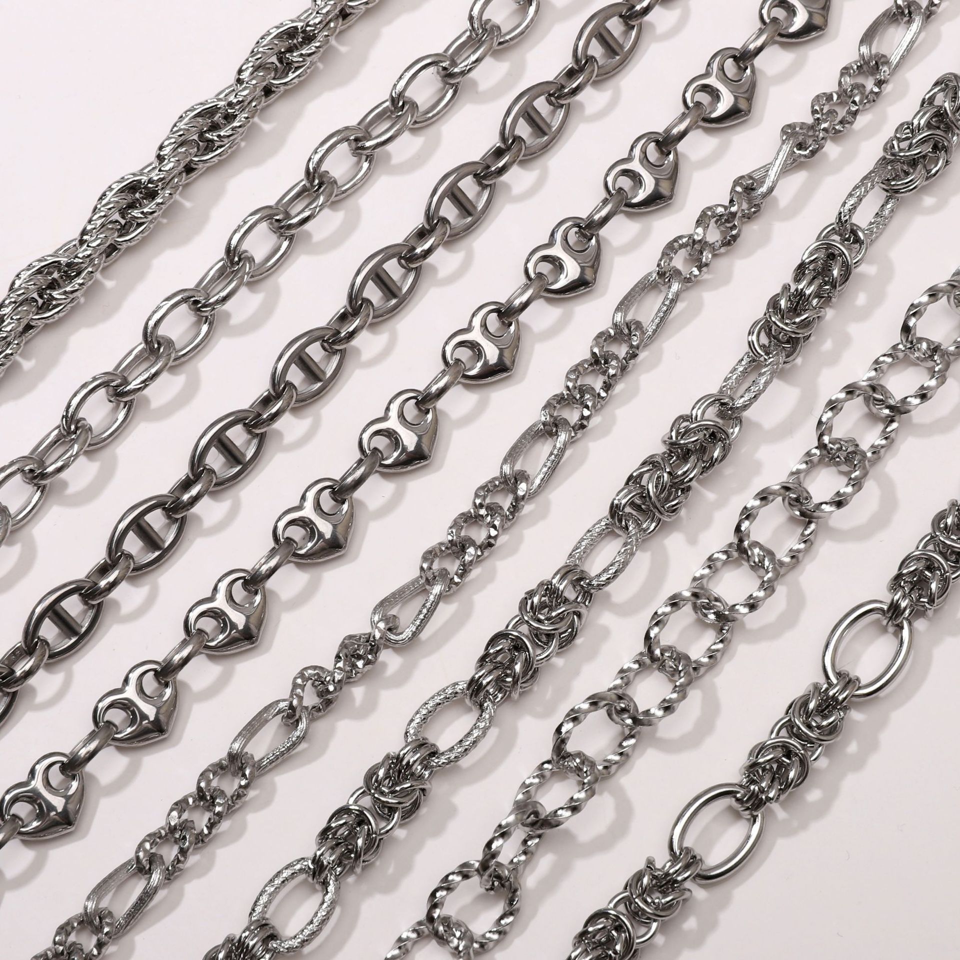 Stainless Steel Vacuum Chain Steel Color Heart-Shaped Sunflower Baby's Breath Chain Handmade DIY Necklace Bracelet Jewelry Accessories