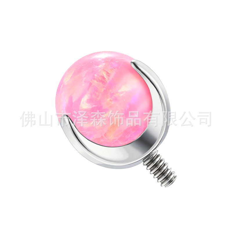 F136 Titanium Three-Claw Opal Tongue Barbell - 5mm Head 12G Thread Body Piercing Jewelry detail image 9