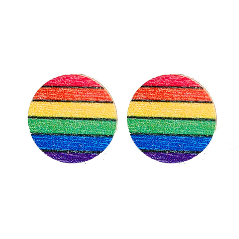 Fashion Rainbow Wood Handmade Womenu0027S Ear Studs 1 Pair