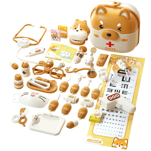 Small Doctor Corgi Backpack Doctor Toy Set for Role-Playing, Suitable for Boys and Girls, Educational Playing House Gift