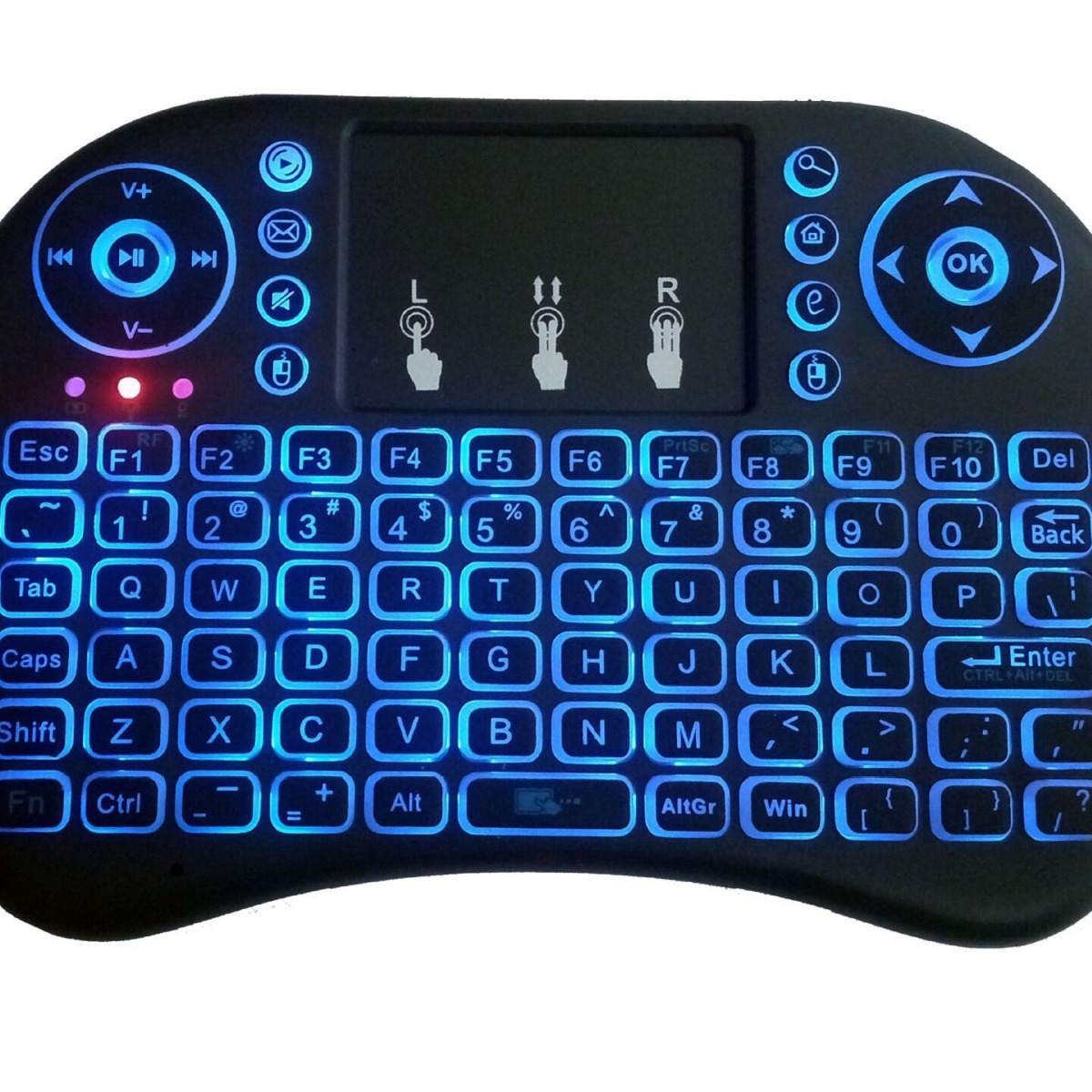 I8 Mini teclado control remoto ratón volador inalámbrico 2,4g Touch TV red Set-Top Box computadora retroiluminación de siete colores