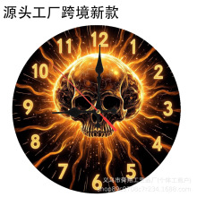 跨境骷髅挂钟地狱恶魔死亡头骨时钟个性现货家居客厅装饰石英钟