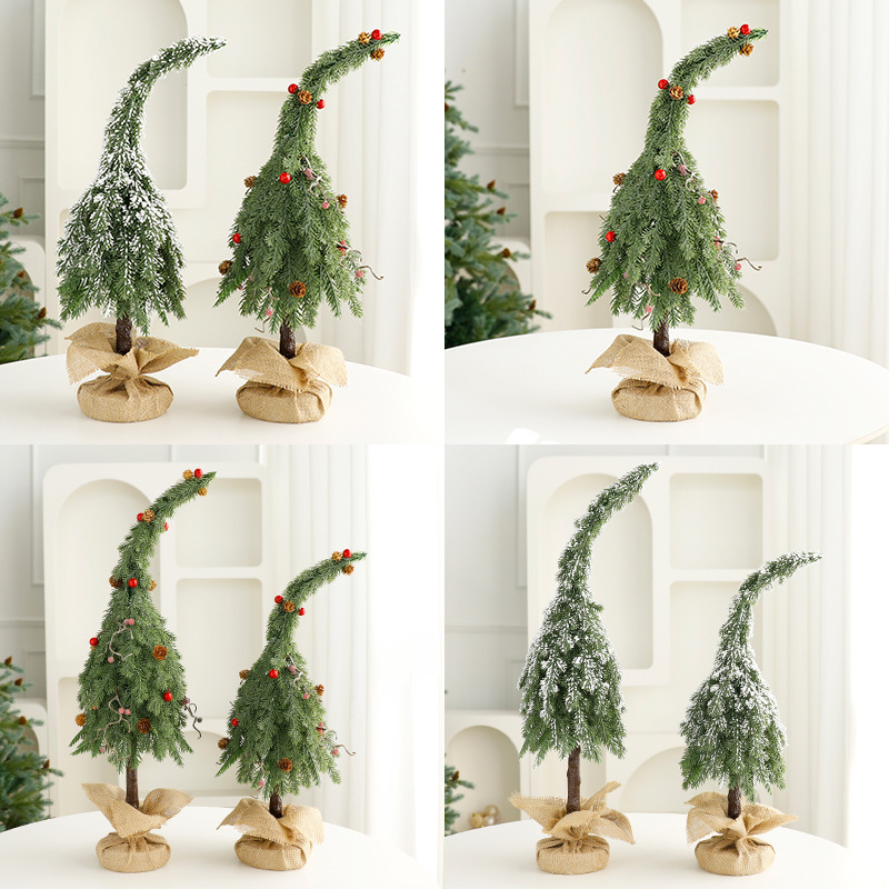 Nuevos adornos de árbol de Navidad de escritorio inclinado decoración creativa de codo mini decoración de árbol de Navidad