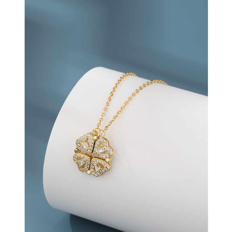 Lucky Clover collar de plata esterlina 925 ligera nicho de alto nivel colgante de amor un uso de cadena clavícula