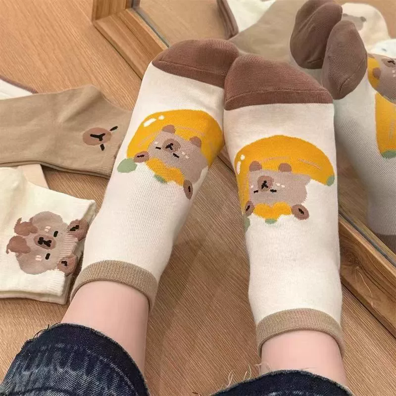 Трендовые милые хлопковые летние тонкие японские носки с мультяшным принтом