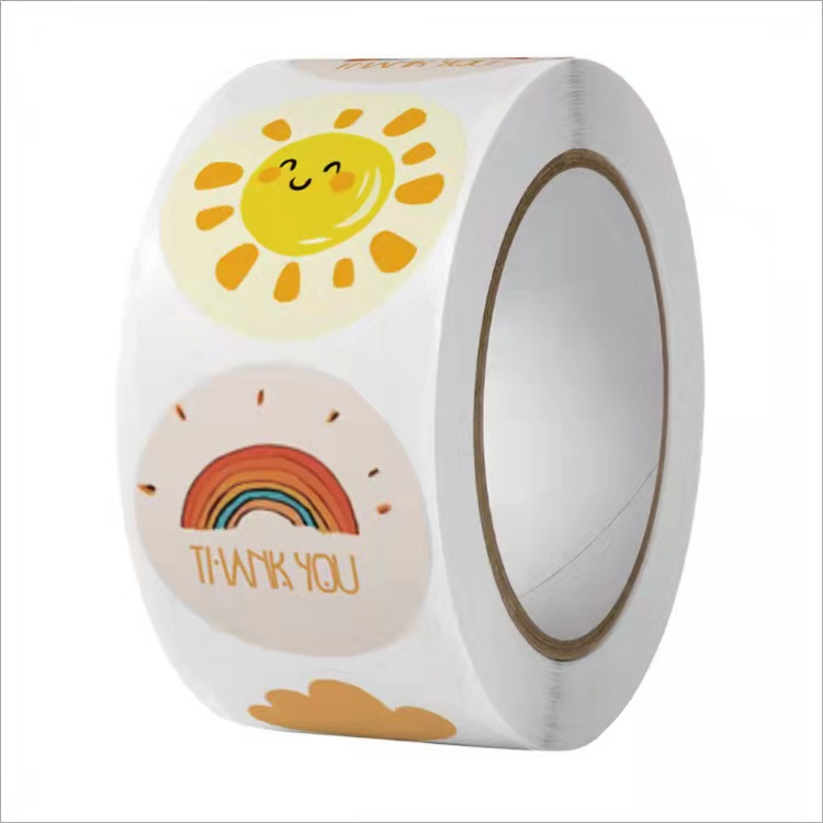 Copper Board Adhesive Sticker Material Sun, Rainbow Pattern Cute Style Copper Plate Sticker Hand-painted Weather Thank You Handmade Gift Cartoon Sealing Sticker