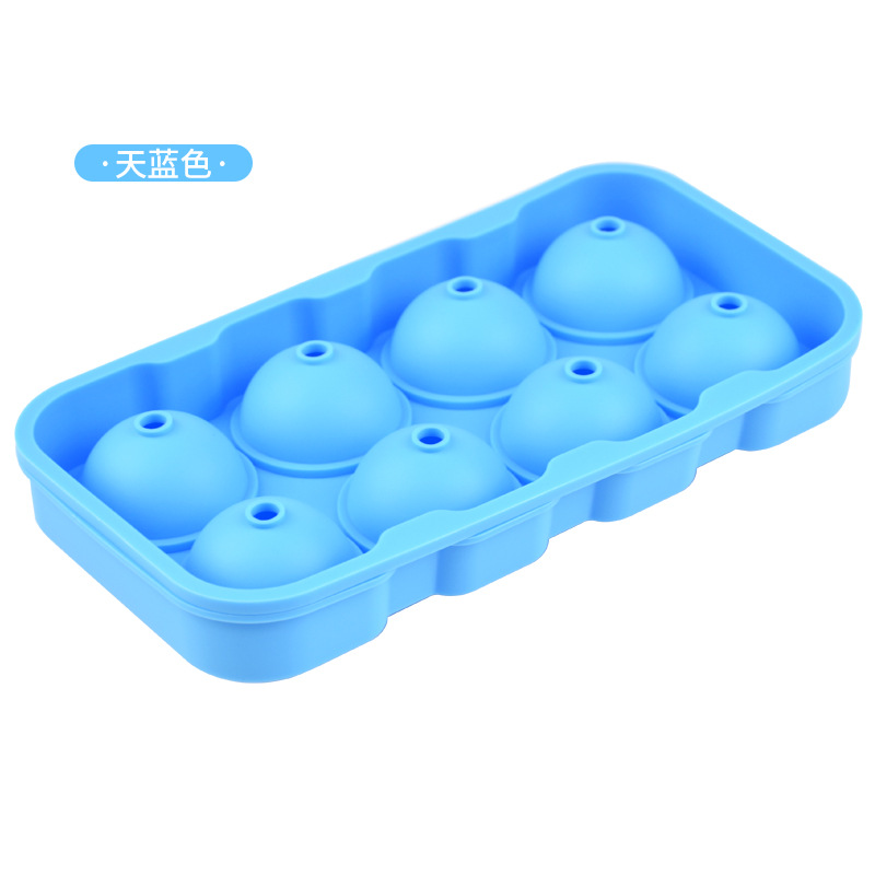 Amazon Venta caliente 8-pieza hielo hockey molde verano hogar comercial silicona 8-agujero ronda bandeja de hielo cubo de hielo congelado