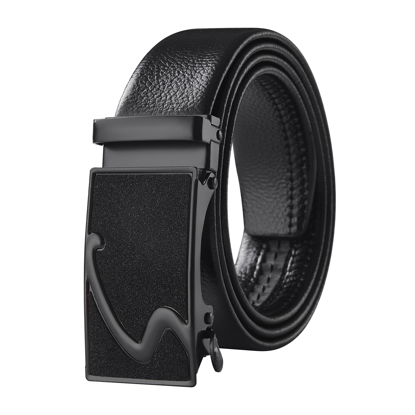 S Black Frosted Buckle Litchi Strip