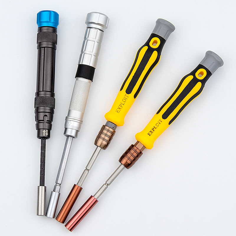 Pioneer precisión destornillador mango trinquete de bloqueo ajustable 4mm lote de aleación de aluminio pequeño destornillador mango